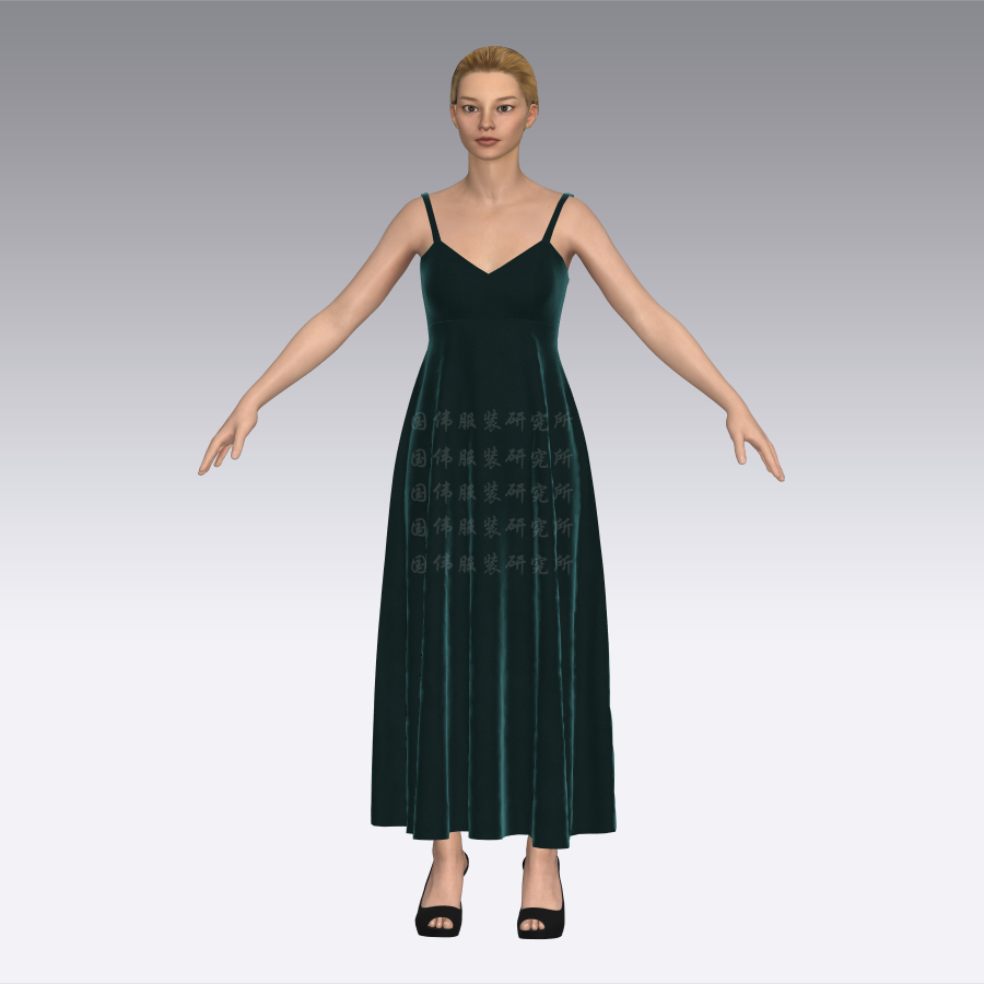 3d真丝绒连衣裙设计,3d服装效果图