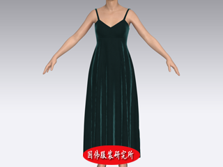 3d真丝绒连衣裙设计-3d服装效果图